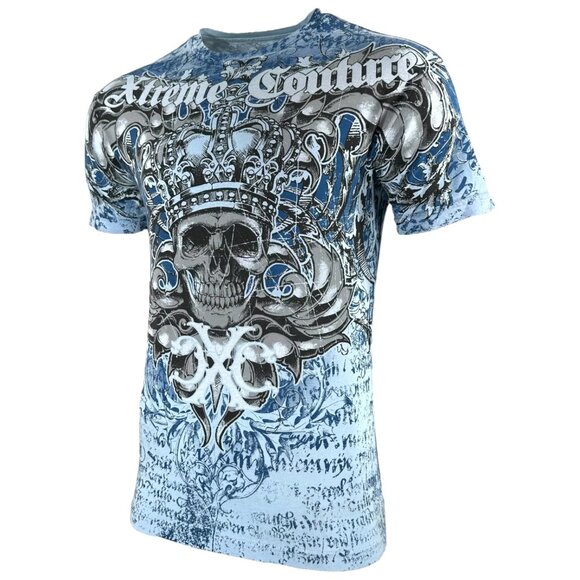 Xtreme Couture by Affliction Men's T-Shirt Crusaders Blue Biker S-2XL - Picture 6 of 10